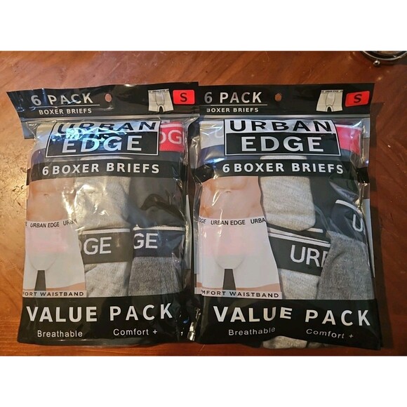 New Urban Edge Men's (2) 6 Packs Boxer Briefs Assorted Colors  Size Small - Picture 1 of 6